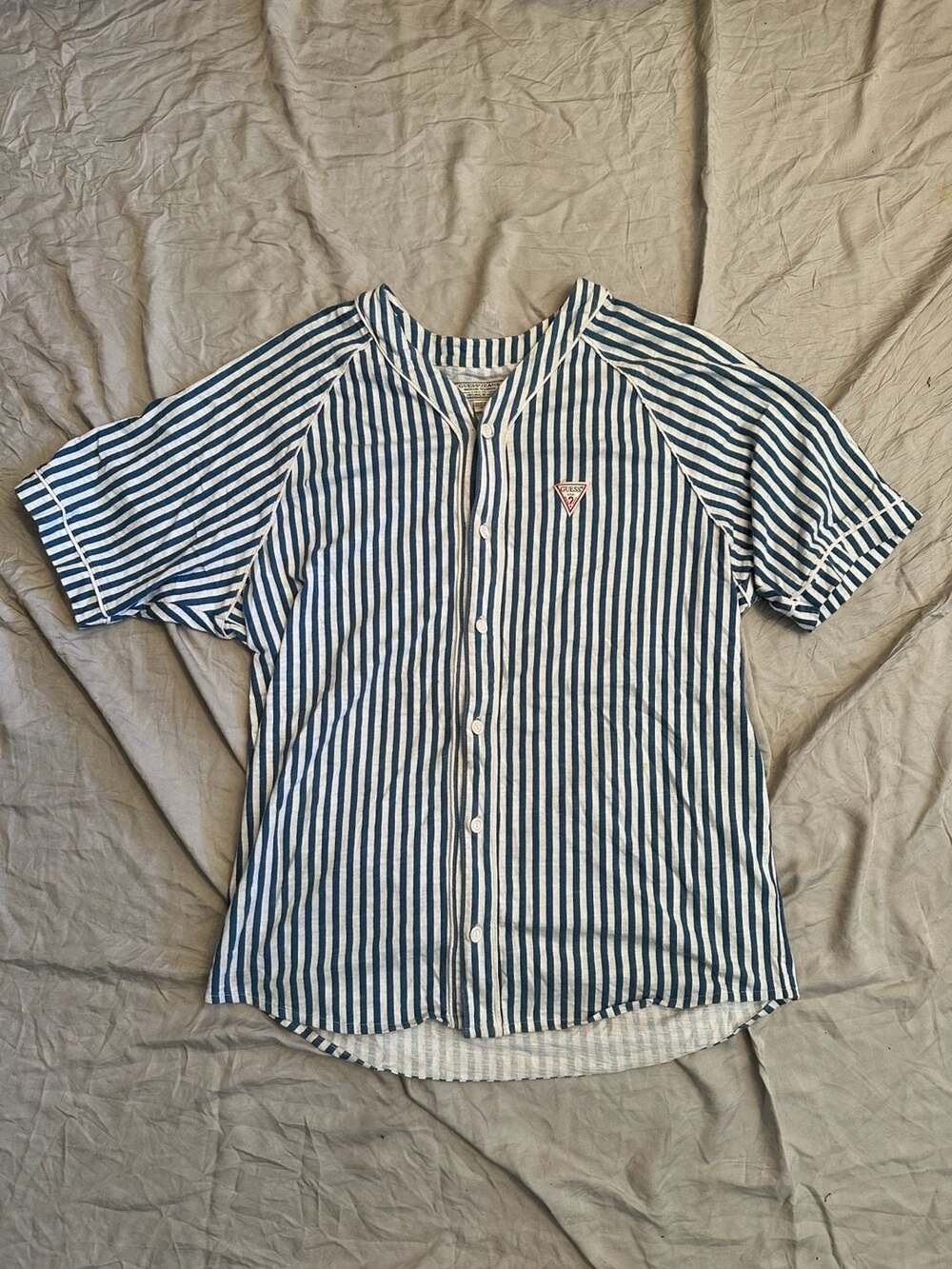 Vintage Guess Jeans Striped Baseball Jersey Shirt Size M